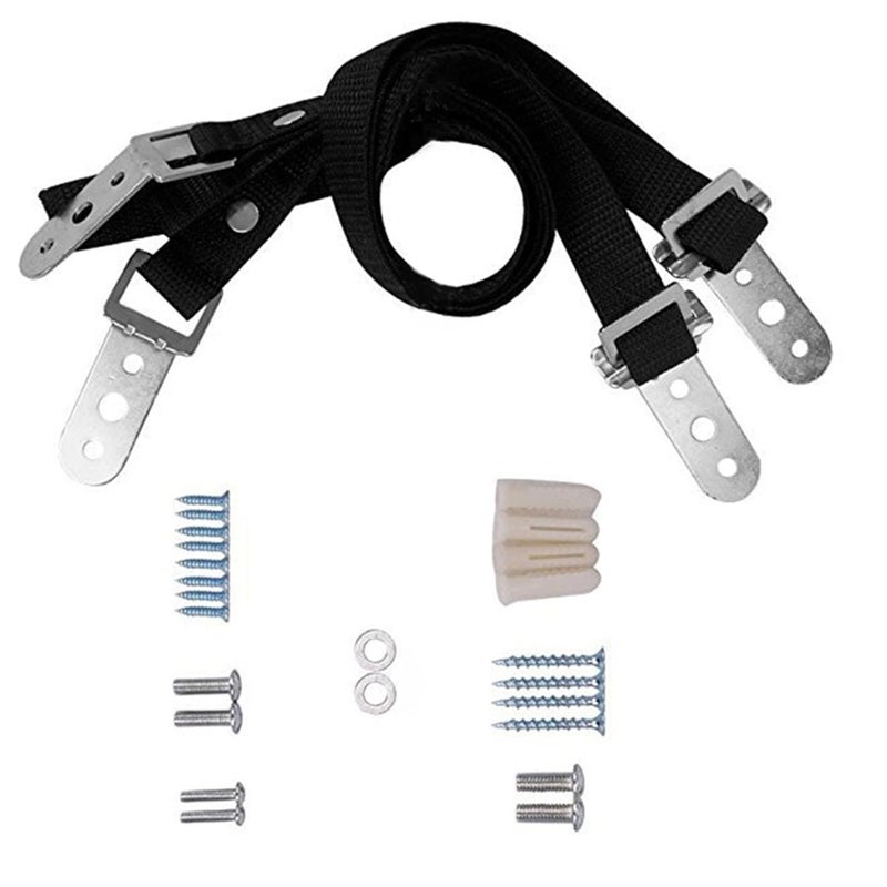 2 Pack Heavy Duty Anti Tip Furniture Straps Set for Cabinets and Home Appliances Black Zinc Alloy - Image 1